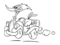 A coloring page of woody woodpecker
